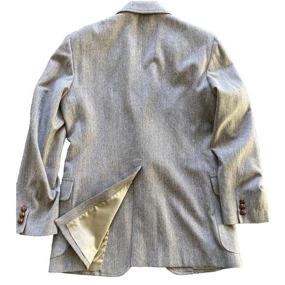 Vtg PENDLETON Men’s Tan Brown Herringbone 2 Button Wool Blazer Jacket Size 40 - Picture 3 of 6